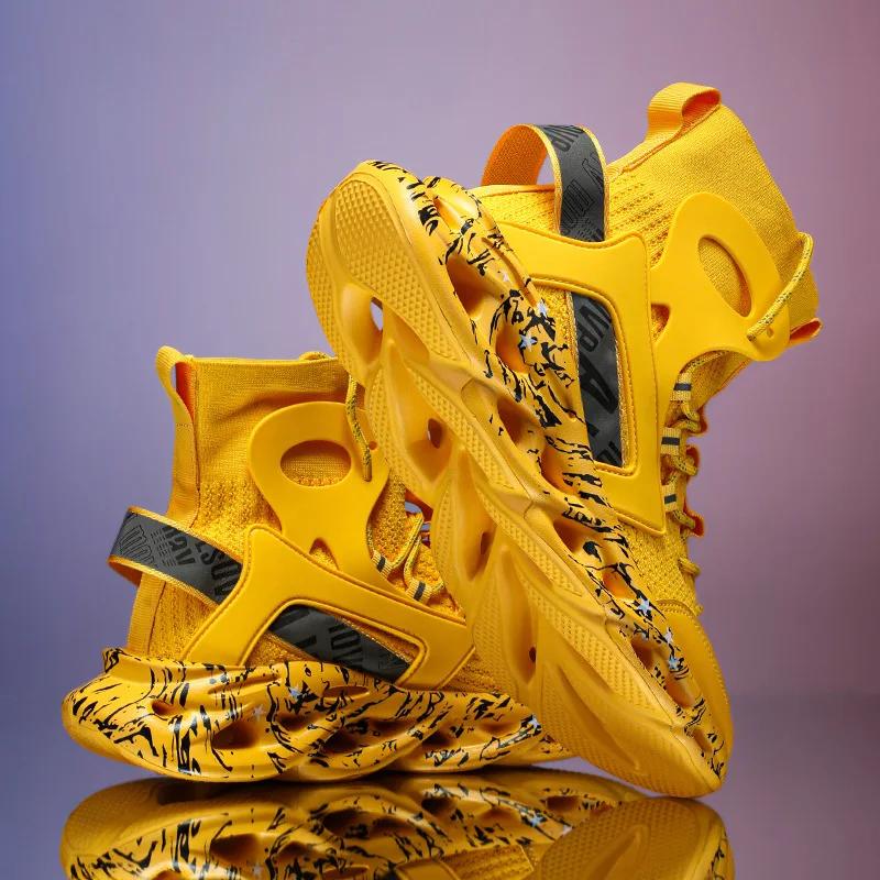 Новые изысканные мужские кроссовки Хай-топ Тренд Универсальная повседневная обувь Сетчатые дышащие Легкие спортивные кроссовки для бега