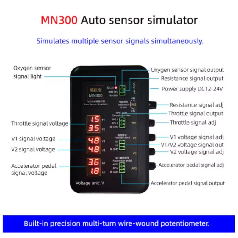MN300 Auto Sensor Simulator Vehicle Automobile Signal Generator Voltmeter Tester Car Oxygen Oil Pressure Sensor Simulator
