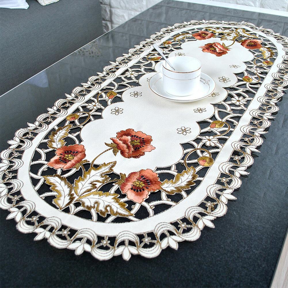 Tablecloth Vintage Embroidered Fabric Oval Table Cloth Rectangular Waterproof Table Tablecloth For Wedding Party Home Decor