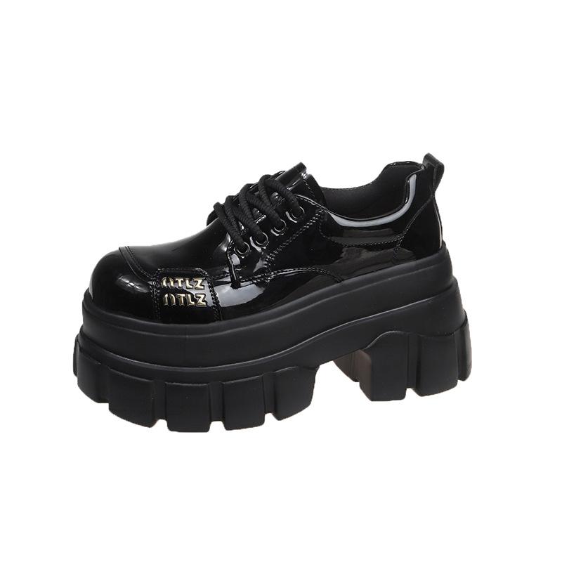 [Fanfna] Thick-soled heightening muffin small leather shoes for women's 2025 autumn new super high-heeled small JK loafers