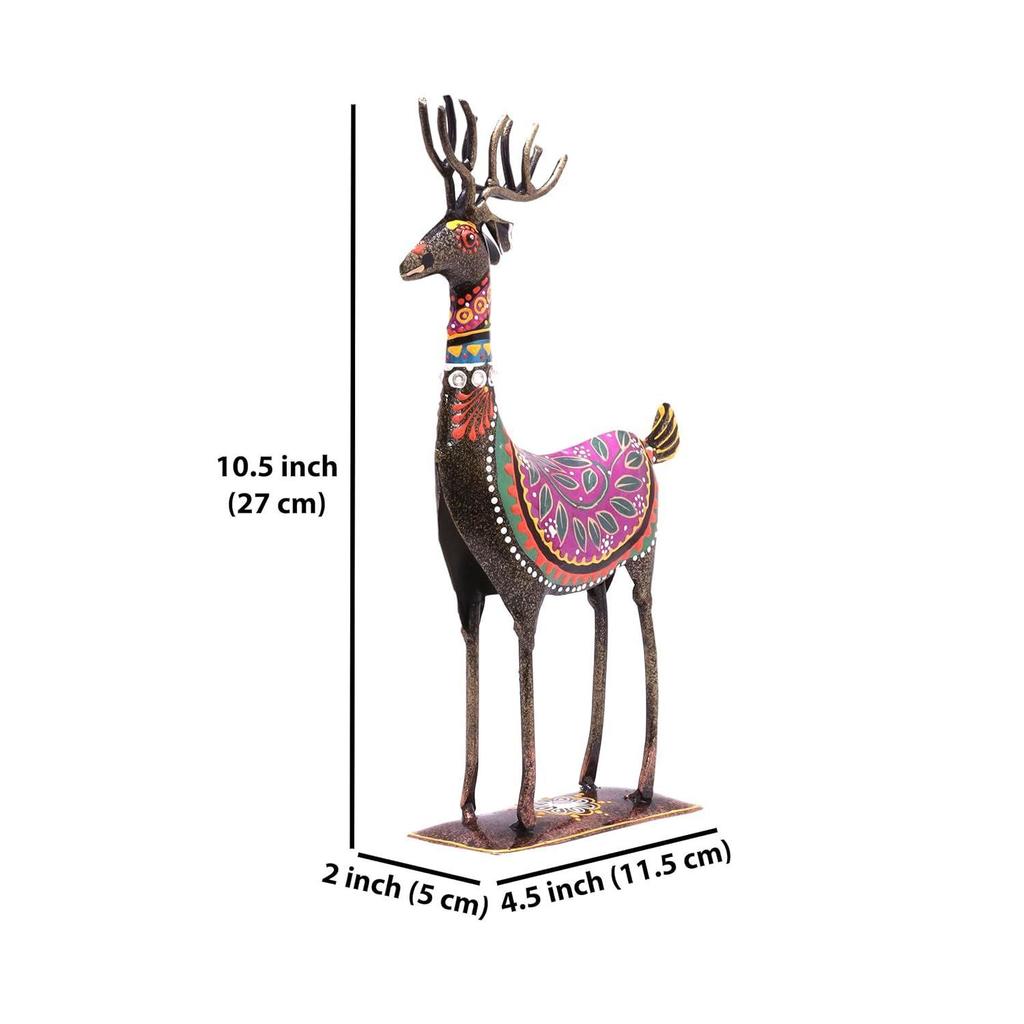 Расписанный вручную набор из 2 ярких цветных железных оленей для украшения стола, гостиной, офиса, домашнего декора, подарочный предмет 10,5x4,5 дюйма (Набор оленей)