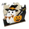 Cute Cartoon Pattern Decor Halloween Wooden Napkin Holder, Black Cat Mummy Pumpkin Table Desktop Organizer for Party, Spooky Festive Kitchen