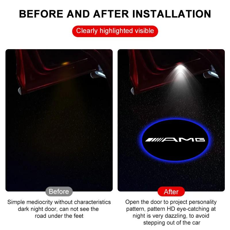 2X LED Car Door Projector Welcome Lamp Ghost Shadow Light For Mercedes-Benz CLS GLC GLK W211 W221 W220 W163 W164 W203 W204 o8
