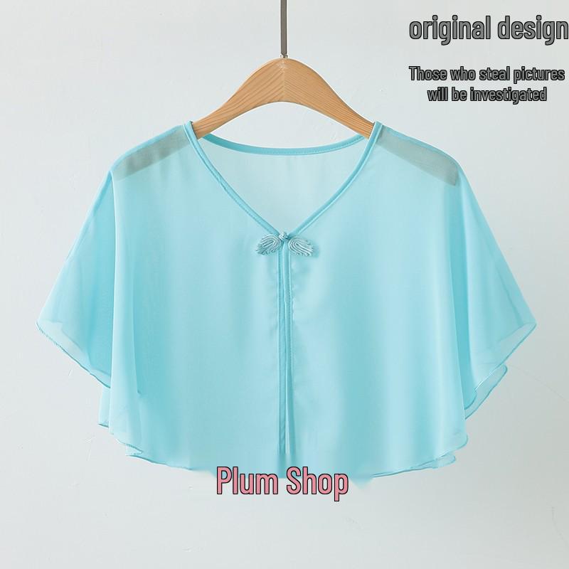 Women's Summer Chiffon Shawl with Camisole Dress and Lightweight French Style Cardigan Cover-Up