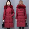 Winter Parka Women Puffer Jacket Thickened Slim Cotton-padded Jacket Warm Fur Collar Hooded Long Sleeve Coat Outerwear
