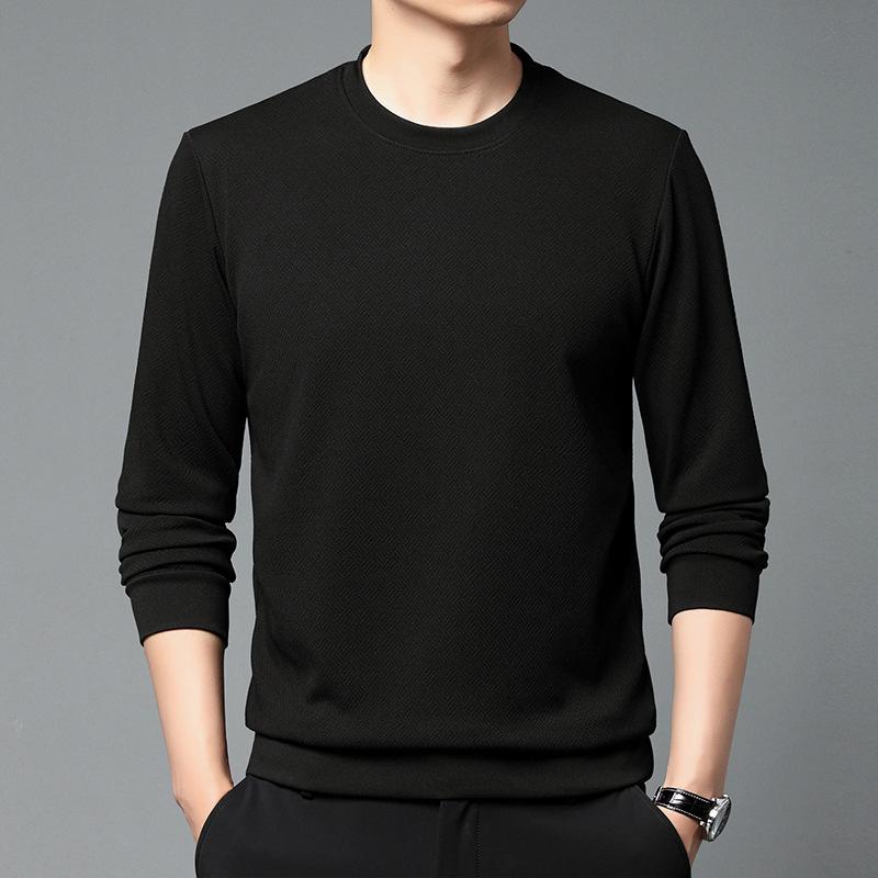 Модная мужская толстовка в корейском стиле на весну и осень, тонкая круглая горловина, длинные рукава, низ, однотонный верх