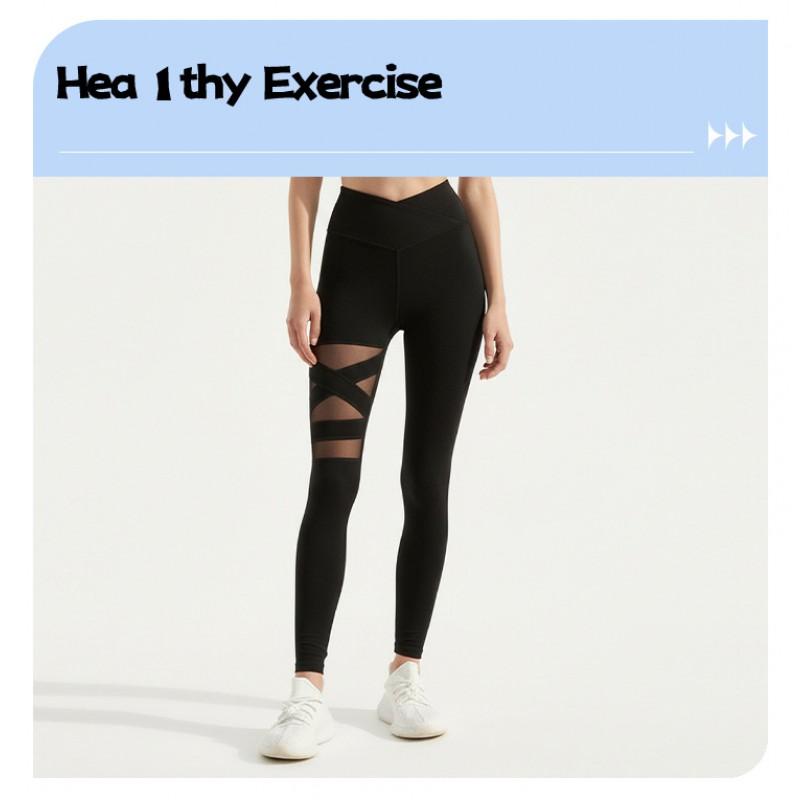 High Waist Tummy Control Breathable Mesh Legging Women Slim Fit Yoga Pants Outdoor Fitness Running