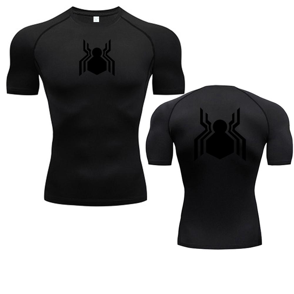 Spider Graphic Compression Shirts for Men Gym Workout Rash Guard Athletic Quick Dry Tshirts Tees Tops Undershirts Baselayers