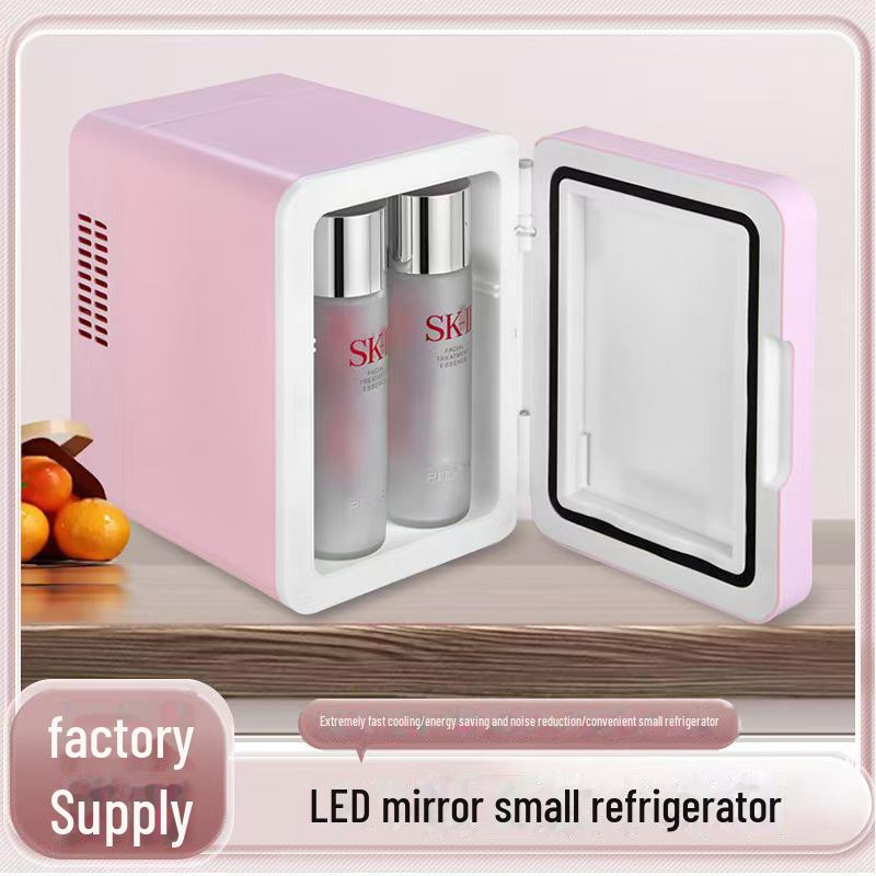 Мини-холодильник LED Beauty объемом 4 л с регулируемой яркостью для охлаждения и обогрева, идеально подходит для использования в автомобиле