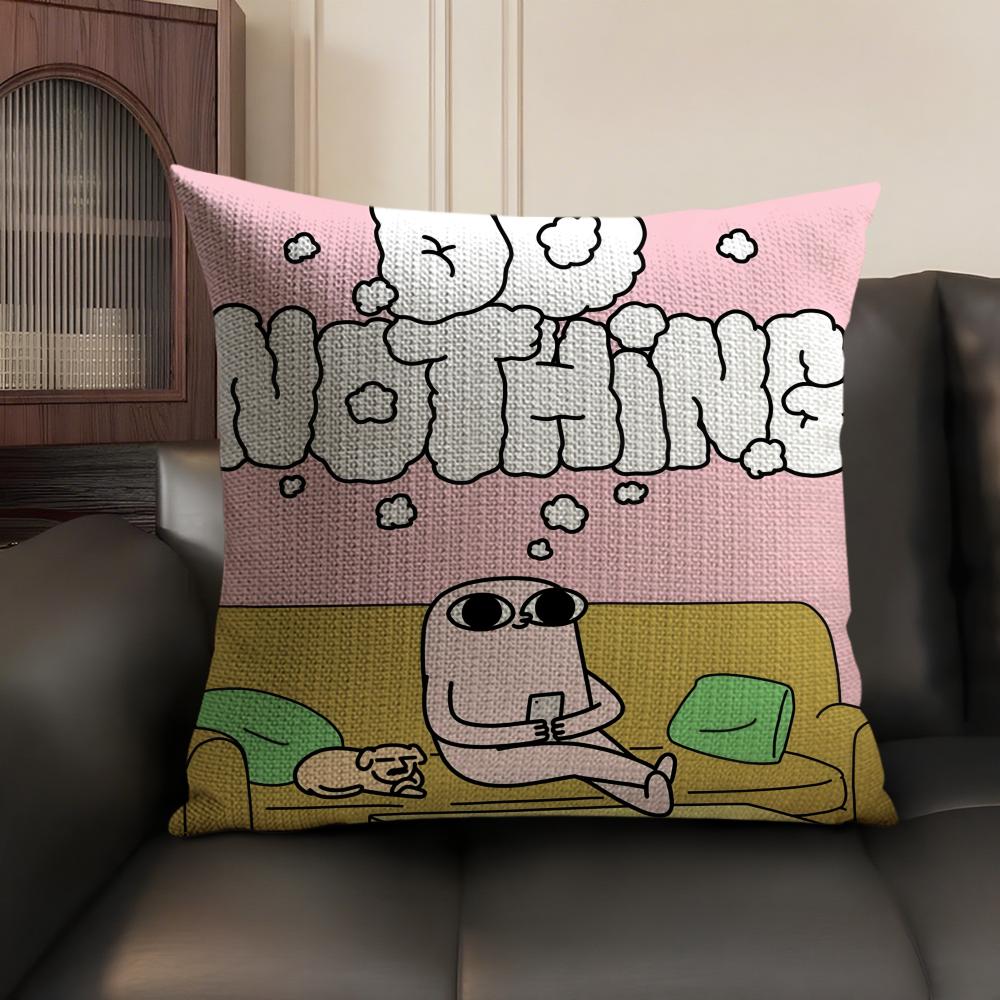 FUNNY Cartoon KKETNIPZ Cushion Cover Natural Linen Organic Fabric DoubleSided Printing Sofa Home Decor Gift Pillow Case