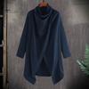 Мужское пальто-плащ с высоким воротником и длинным рукавом в уличном стиле, ветровка однотонного цвета с неровным подолом, верхняя одежда средней длины в стиле панк, зимняя верхняя одежда