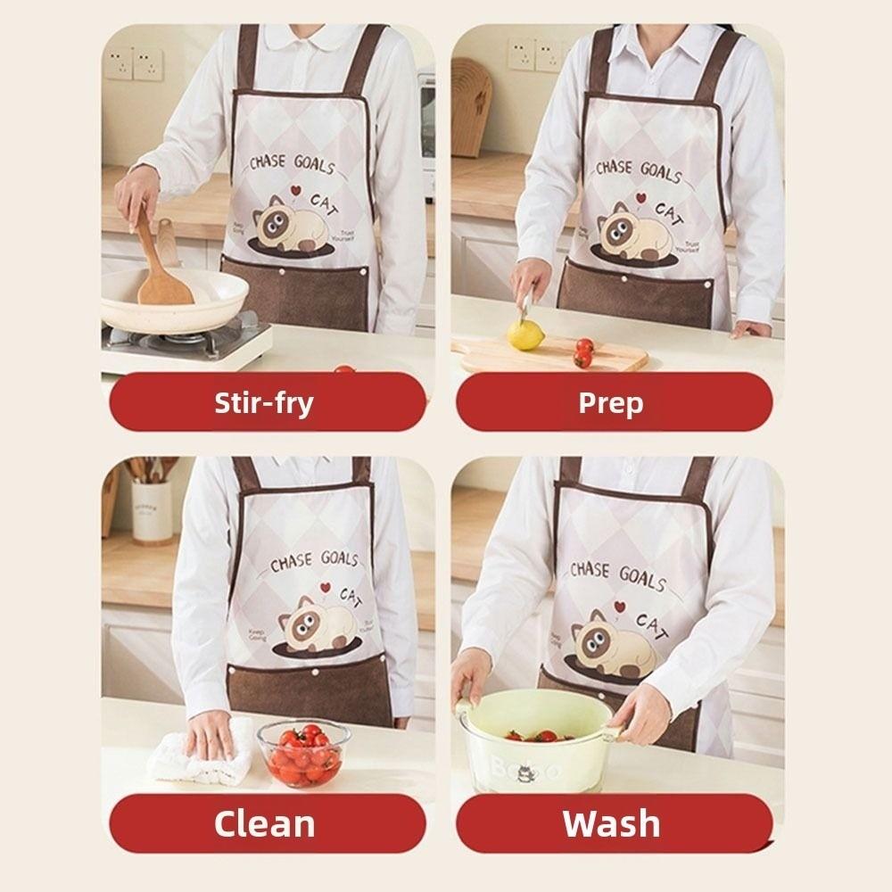 Cartoon Chef Cooking Apron Detachable Hand Wipe Catering Work Clothes Professional Chef