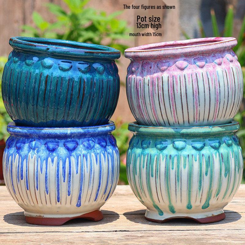 Large Coarse Ceramic Zisha Pot for Succulents and Greenery