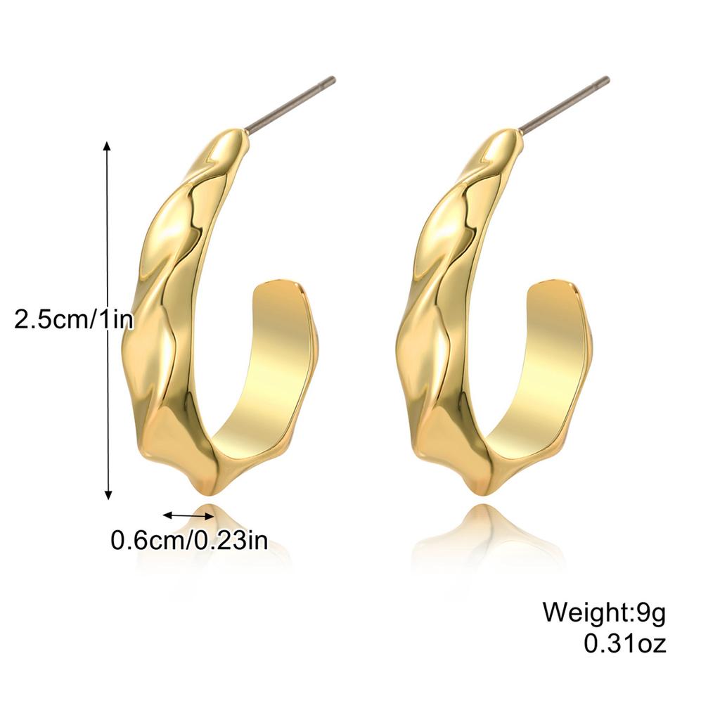 Exaggerated Temperament Earrings Gold Senior Sense Ins Cold Wind Simple Metal Droplets Pleated Pearl Flower Earrings