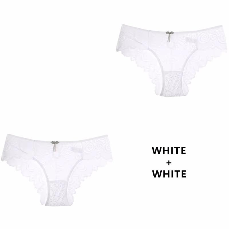 Women Panties 2pcsset Sexy Cinoon Lace Underwear Lowwaist Briefs Hollow Out G String Underpant Transparent Female Lingerie