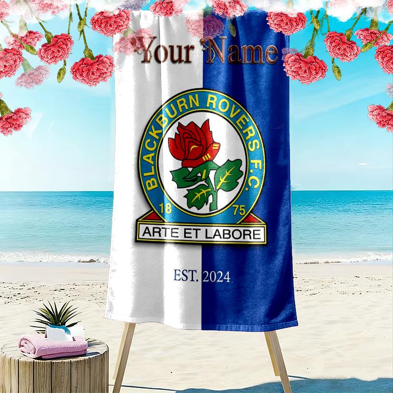 Name Custom Blackburn Rovers Print Beach Towel, Large Soft Quick Dry Towel for Beach Camping Swimming