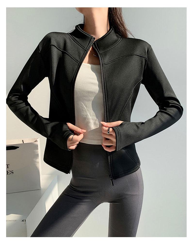 Женская флисовая куртка для йоги на осень/зиму - на молнии, с длинным рукавом, облегающего кроя для бега, велоспорта, фитнеса
