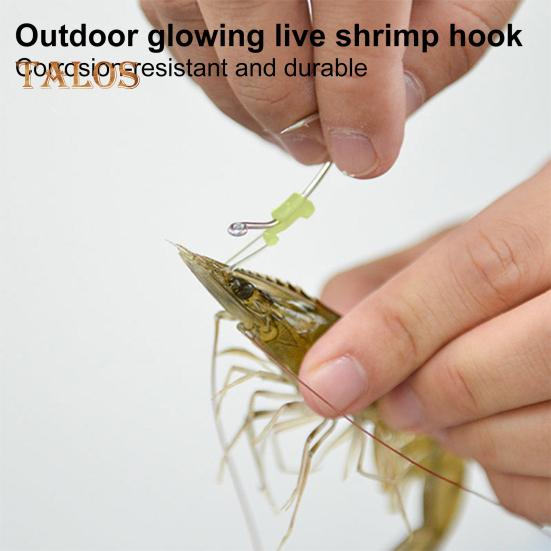 5/15/25Pcs Luminous Live Shrimp Fixing Hook Heavy Duty Metal Barbed Fishhook Freshwater Saltwater Catfish Bass Fishing Hook Fishing Accessories