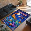 Dinosaur Theme Crystal Velvet Rug Personalized Custom Name Text Soft Floor Mat Home Decor