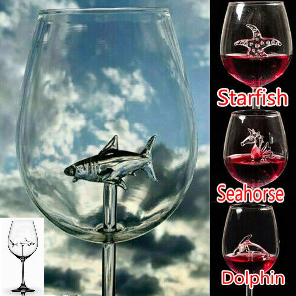 Built-in Shark Wine Glass New Design Goblet Whiskey Glass Dinner Decorate Handmade Crystal For Party Flutes Glass