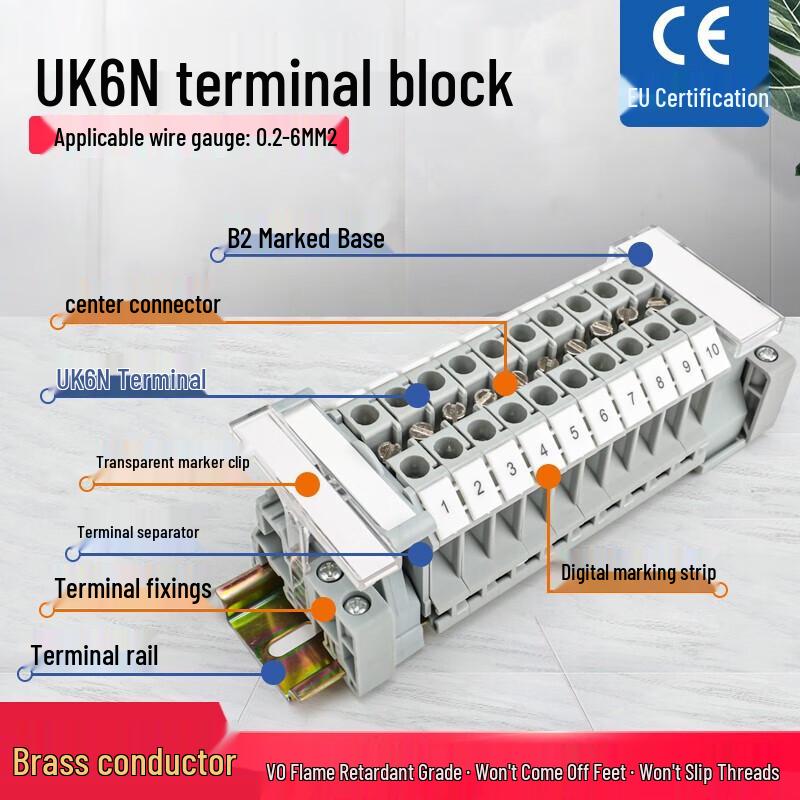 Huijun UK6N Клеммный блок на DIN-рейку