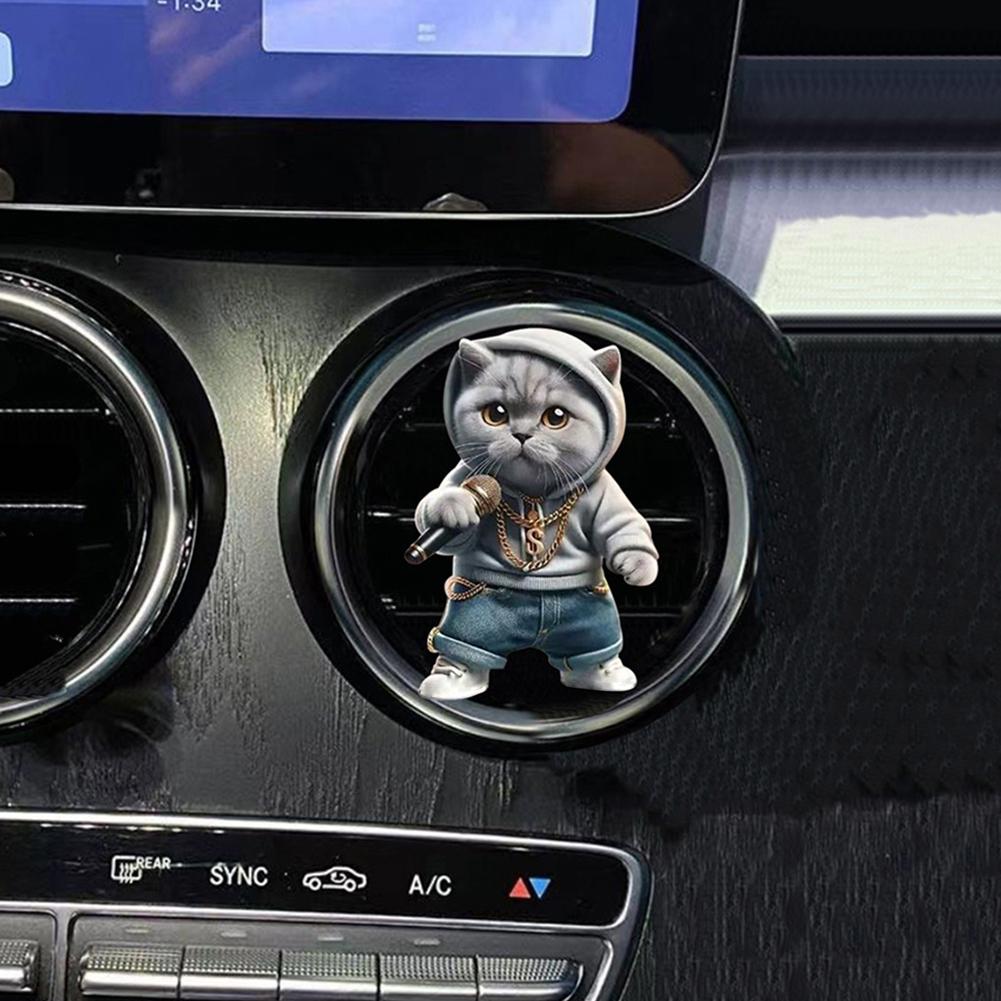 Милый котик и собачка Зажим для воздуховода автомобиля - Акриловый декоративный дизайн для свежего компактного интерьера и Aro J4T7