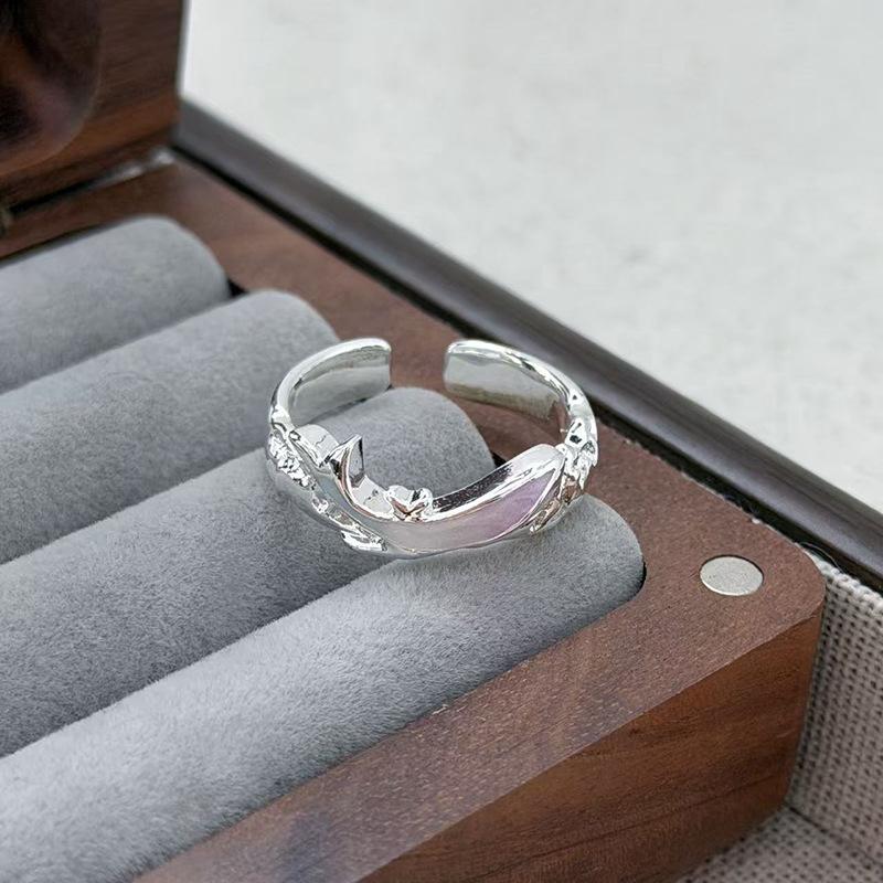 Atlantis Whale Enamel Gradual Change Opening Ring Niche High Sense Cold Wind Couple Ring Woman