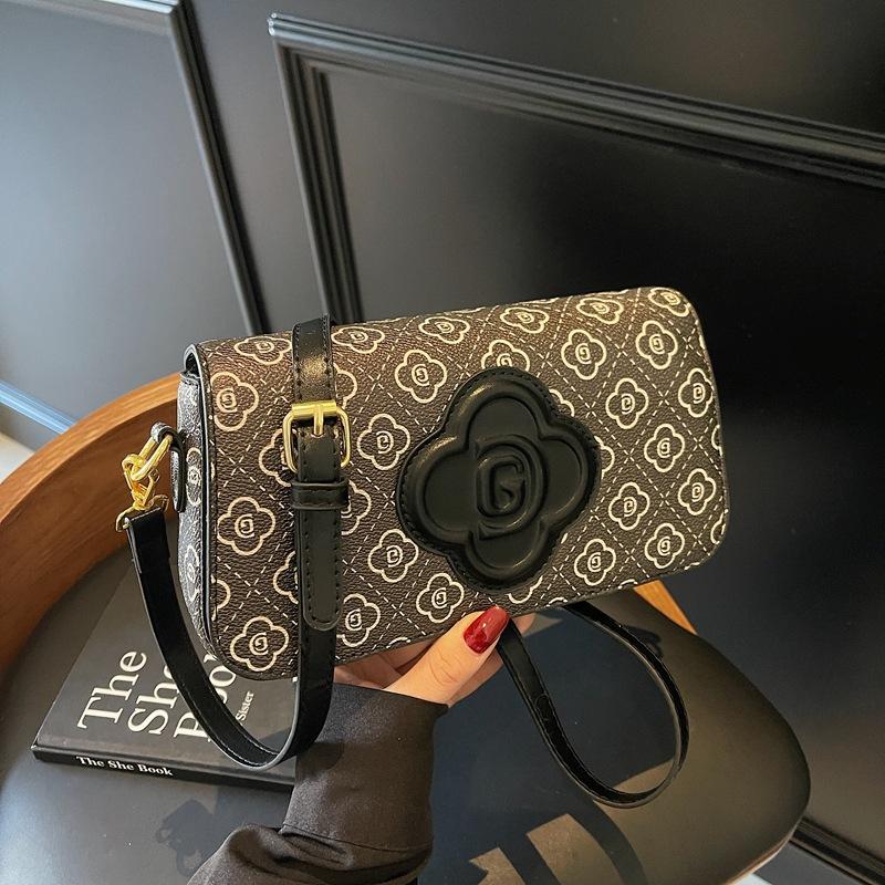 Premium Retro Printed Small Square Bag Women's New Versatile Niche Underarm Bag Single Shoulder Messenger Bag