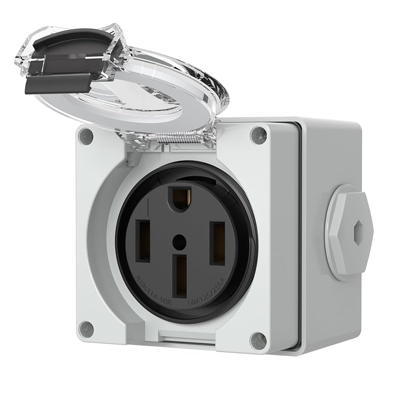 STARELO NEMA 14-50R Outlet,50Amp RV Power Outlet Box 125/250Volt,Outdoor dustproof and Weatherproof for RVs, Electric Vehicles, generators, Welding