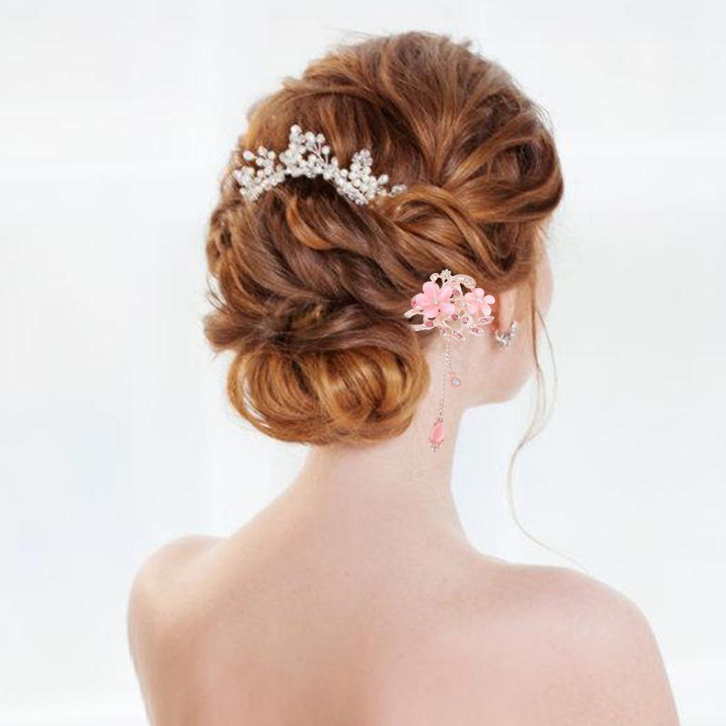 Elegant Crystal Filigree Hair Stick Buyao for Girls Ancient Chinese Hairpin Traditional Hanbiuk Decorative Cosplay