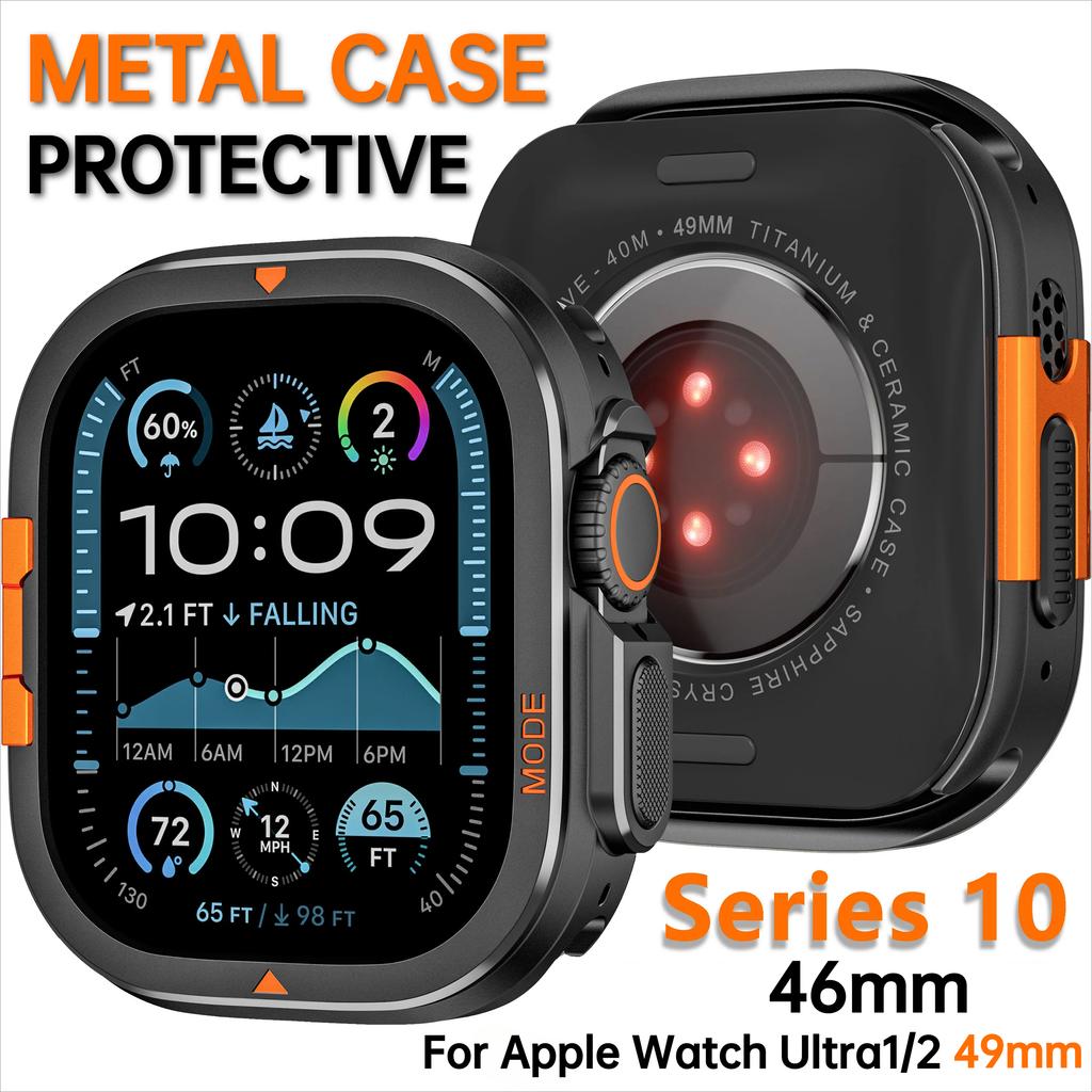 Metal Case for Apple Watch Series 10 46mm Protector Case Aluminum Cover Bumper Frame for IWatch Ultra 49mm