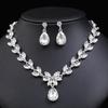 Leaf Shaped Elegant Bridal Jewelry Necklace Set for Evening Gown