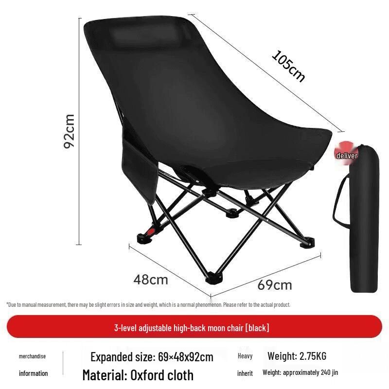 Portable Outdoor Metal Folding Moon Chair - Low Back Design for Camping and Picnics