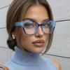 Женские Очки для Дальнозоркости с Защитой от Синего Света, Форма «Кошачий Глаз» - Color Blocking, Высокая Четкость, Большая Рамка, Модный Европейский и Американский Стиль.
