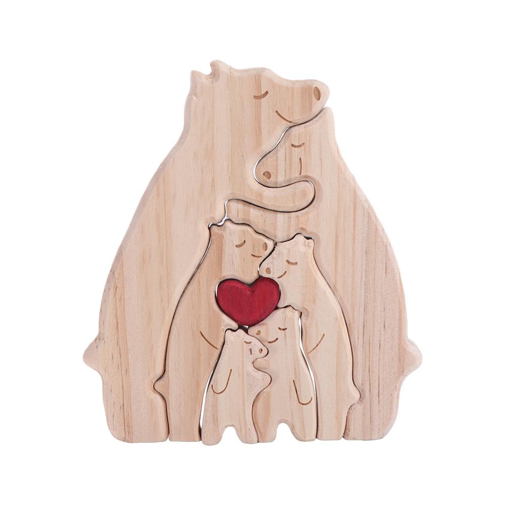 Wooden Bear Family Theme Art Puzzle Solid Color Personalised Funny Desktop Ornament Home Deco Gift Crafts Decoration