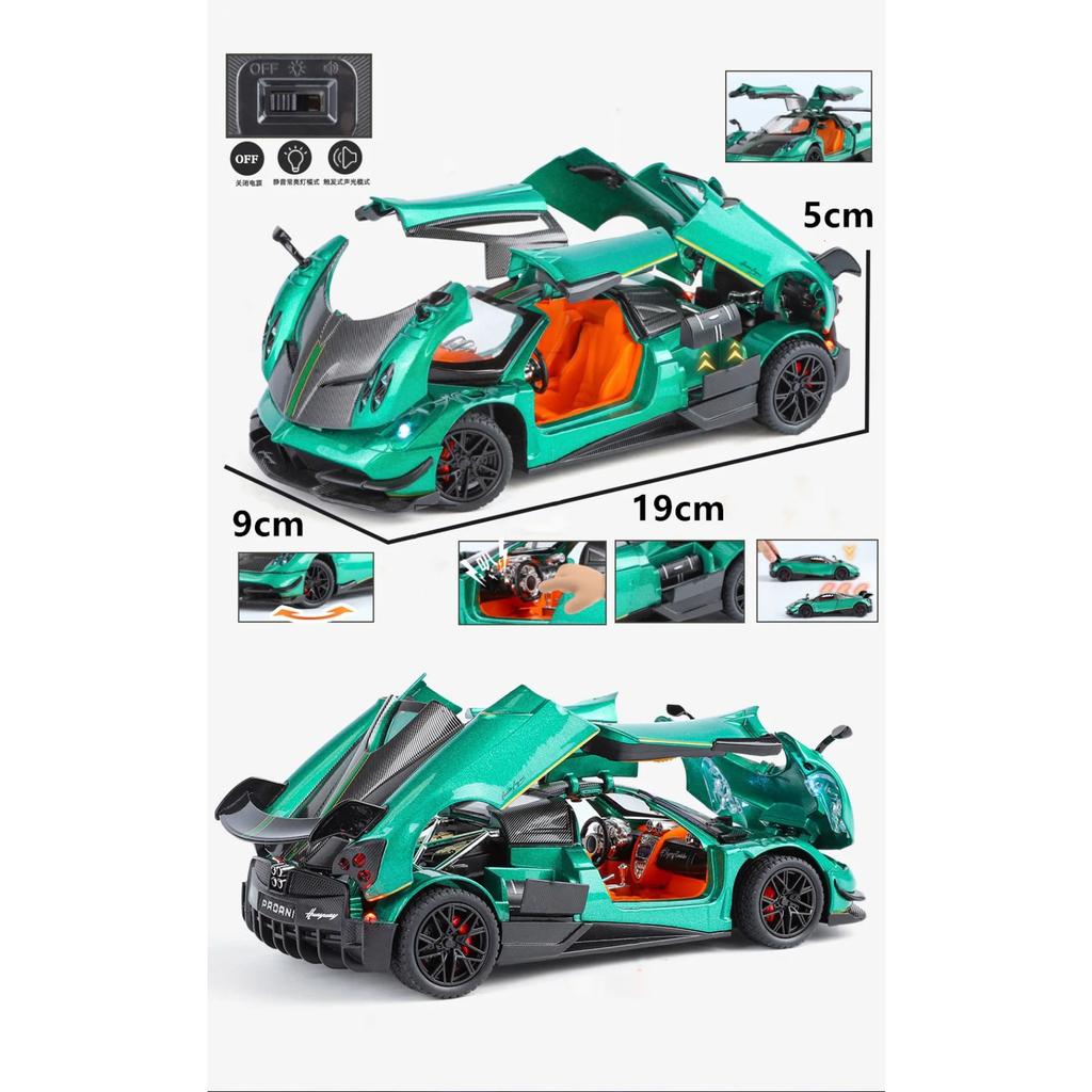 1/32 Pagani Huayra BC Alloy Sports Model Diecast Metal Racing Car Vehicles Model Simulation Sound Light Collection Kids Toy Gift