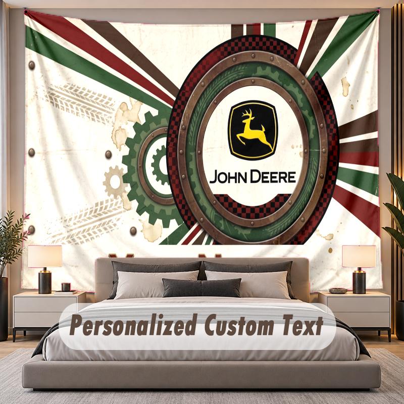 Custom Name Text Tapestry John Deere Personalized Polyester Wall Tapestry For Bedroom And Room