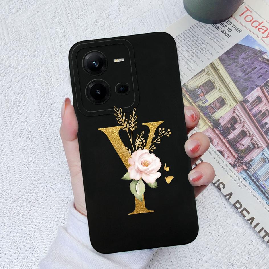 Чехол для телефона Vivo Z1X Z3X Z5X Z5i Z1 Pro Z1i Lite V9 Youth X50 Lite, модный противоударный чехол с цветочными буквами, жидкий силикон для бампера Vivo