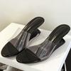 Fashion New PVC Transparent Wedge Slippers Women Sexy Open Toe Slide Sandals 2025 Summer Elegant Designer Shoes Sandalias De Mujer