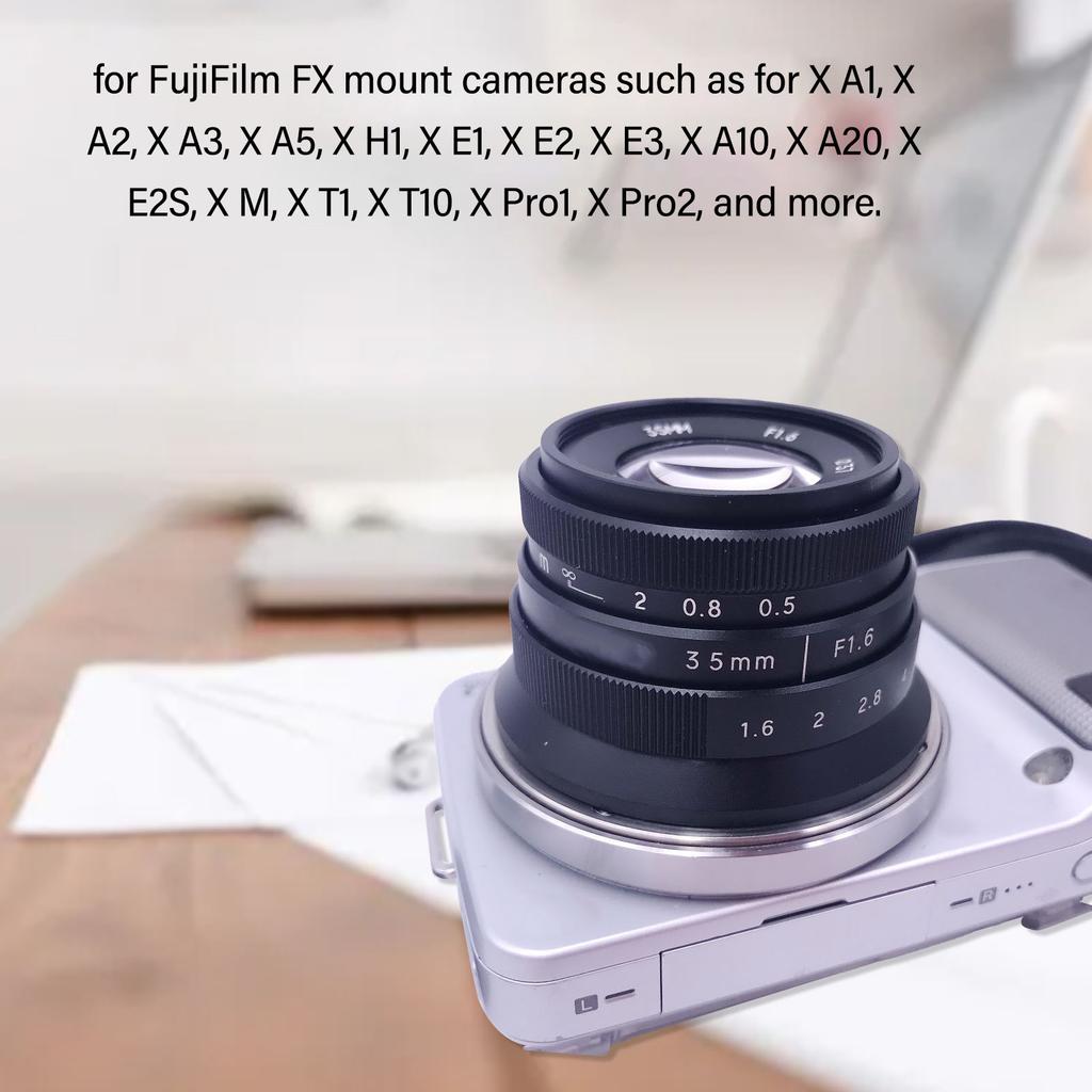 35mm F1.6 Large Aperture Portrait Lens Manual Focus Fixed Optical Glass FX Mount Camera Lens for FujiFilm XH1 XA5 XT10