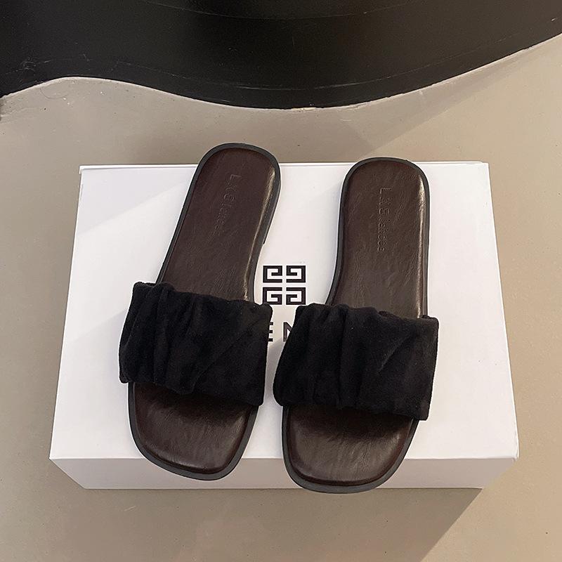 Обувь для улицы на плоской подошве, популярная обувь, сандалии из одного слова, женские сандалии, премиальные тапочки, лето, женская пляжная, французская