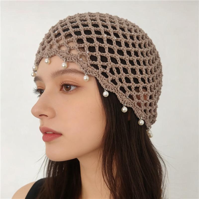 Bohemian Style Handwoven Hollow Bead Women's Knit Pullover Hat