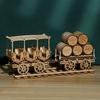 3D Wooden Puzzle Movable Retro Steam Train Handmade Assembly Wine Train Model DIY Toys Decoration Gift for Kids