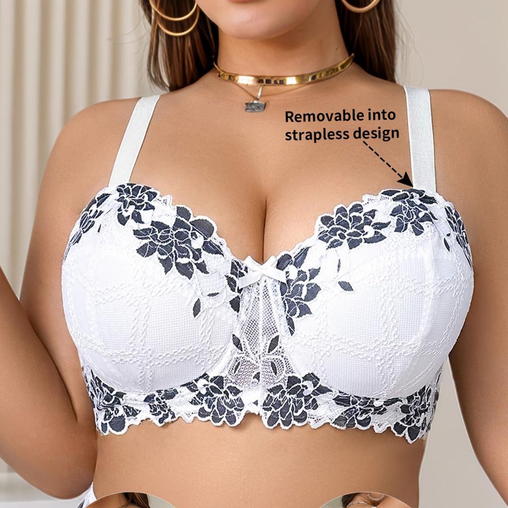Европейское и американское нижнее белье большого размера, большой бюст, маленький, предотвращающий провисание, собранный, сетчатый узор, чашка полной глубины, бюстгальтер для полной женщины