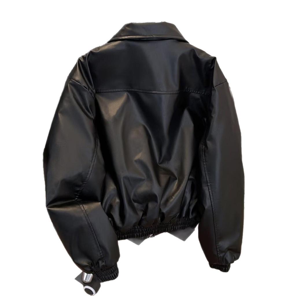 Стильная мужская кожаная мотоциклетная куртка с утеплителем и отложным воротником для тепла и комфорта