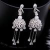 S925 Silver Needle Super Fairy Temperament Zircon Inlay Modified Face Earrings Long Tassel Flying Butterfly Earrings