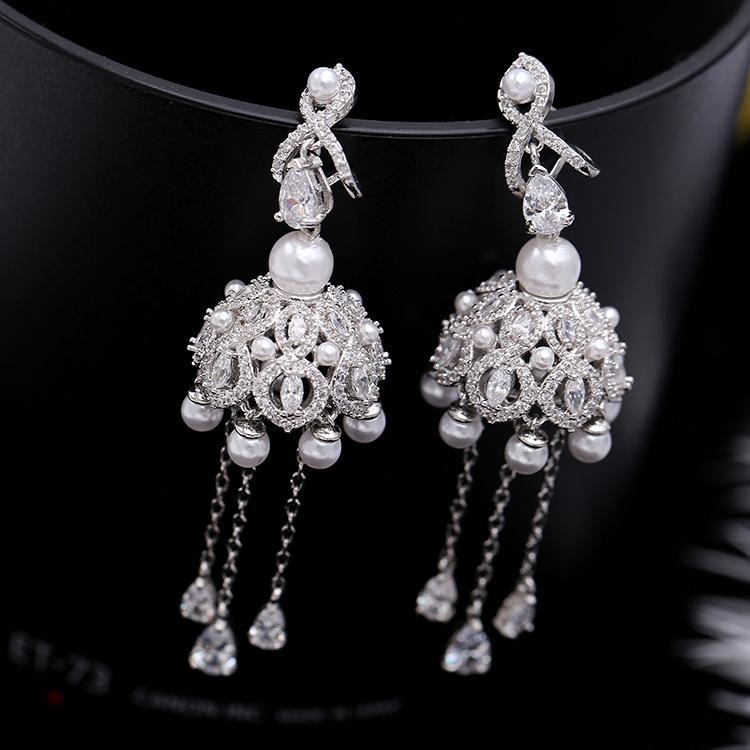 S925 Silver Needle Super Fairy Temperament Zircon Inlay Modified Face Earrings Long Tassel Flying Butterfly Earrings