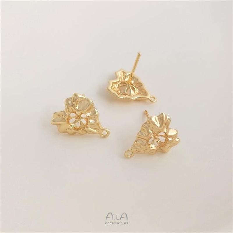 Держатель бусины в форме кружевного сердца из меди с золотым покрытием 14 карат, с серьгами-подвесками и серебряной иглой 925 пробы для изготовления жемчужных серег своими руками