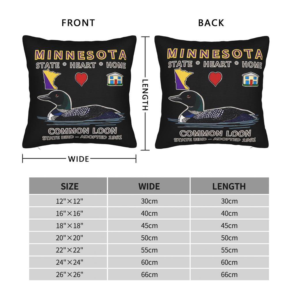 Minnesota Common Loon State, Heart, Home State Heated Rivalry Pillowcase Cushion Cover Throw Pillow Case Cover Seater 40X40Cm
