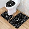 3-piece Set Marble Pattern Bath Mats Anti Slip Bathroom Mat Set Washable Toilet Seat Lid Cover Pedestal Rug Set Home Decor